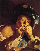 Dirck van Baburen Man Playing a Jew s Harp oil painting reproduction